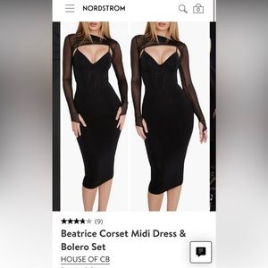 House of cb black Beatrice corset midi dress size xs